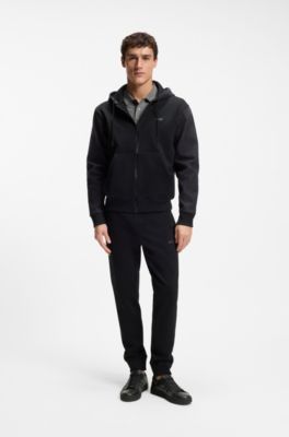 Faux-leather trainers with denim-look trims, Black