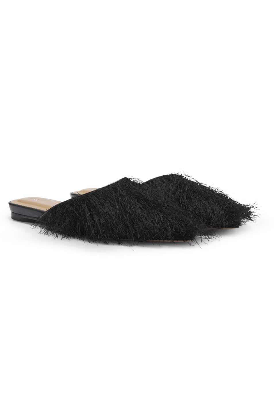 Pointed-toe mules with frayed trim