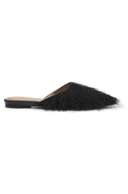 Pointed-toe mules with frayed trim 3