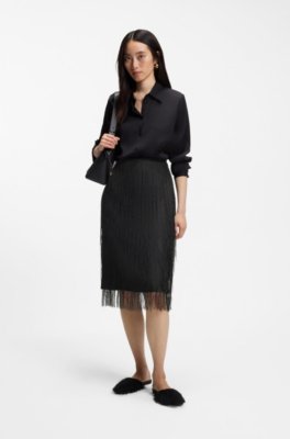 Pointed-toe mules with frayed trim 2