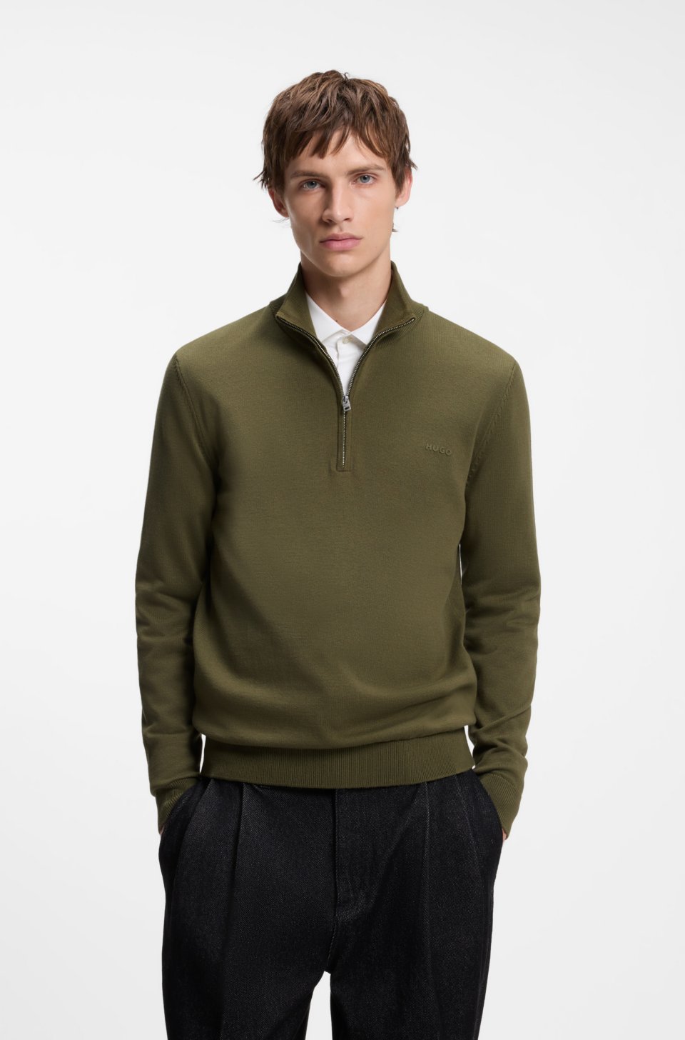 Quarter-zip sweater in cotton