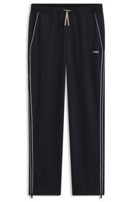 Regular-fit trousers in stretch gabardine with piping, Dark Blue