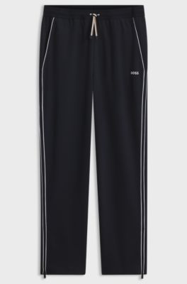 Regular-fit trousers in stretch gabardine with piping, Dark Blue