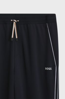 Regular-fit trousers in stretch gabardine with piping, Dark Blue