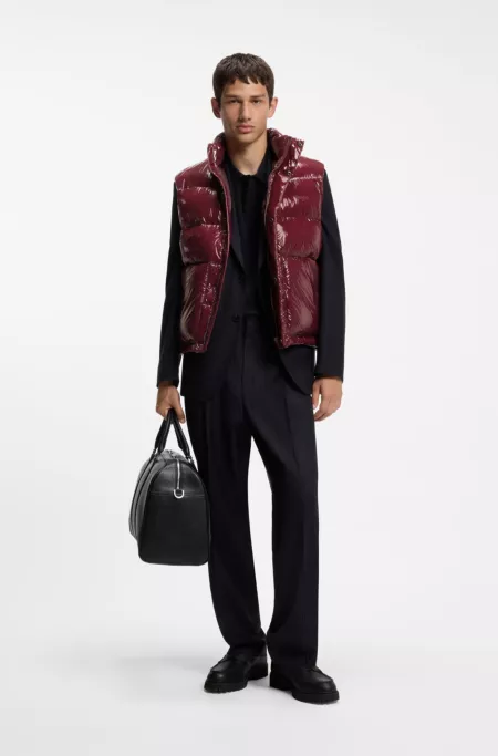 Veste matelassée sans manches à effet brillant avec poches thermocollées