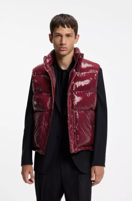 Veste matelassée sans manches à effet brillant avec poches thermocollées