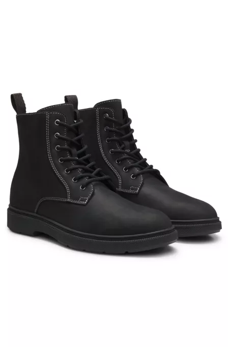 Half boots in pull-up leather with side zip
