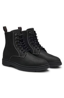 Half boots in pull-up leather with side zip