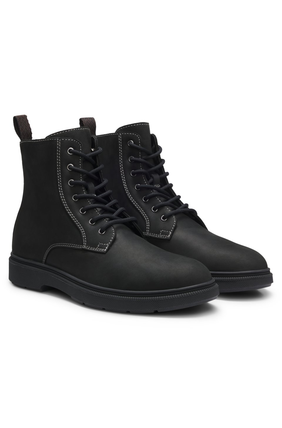 Half boots in pull-up leather with side zip