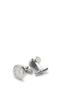 Round cufflinks with logo, Silver tone