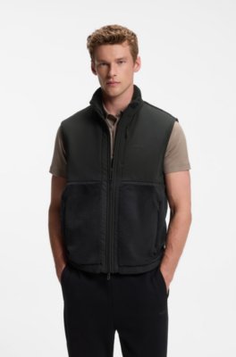 Contrast-panel teddy fleece gilet with logo