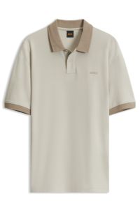 Relaxed-fit polo with contrast collar and cuffs, Light Beige