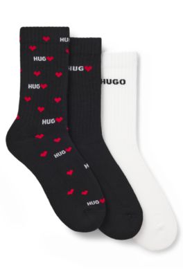 Three-pack of cotton-blend socks with branding, Black