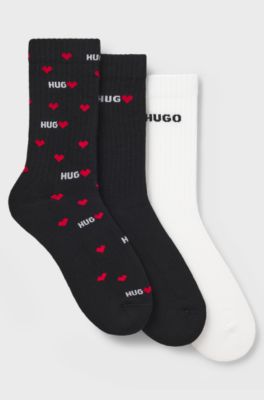 Three-pack of cotton-blend socks with branding, Black