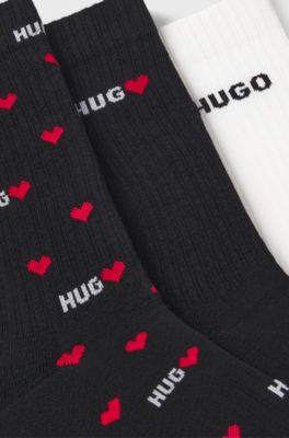 Three-pack of cotton-blend socks with branding, Black