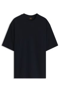 Relaxed-fit T-shirt in waffle-jacquard cotton, Dark Blue