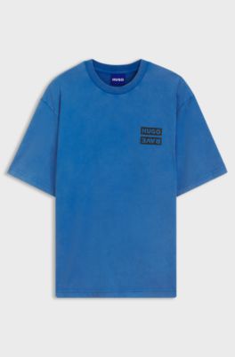 T-shirt in jersey di cotone lavato con stampa grafica, Blu