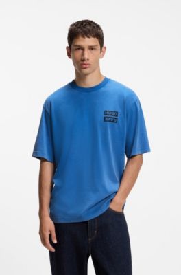 T-shirt in jersey di cotone lavato con stampa grafica, Blu