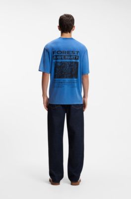 T-shirt in jersey di cotone lavato con stampa grafica, Blu