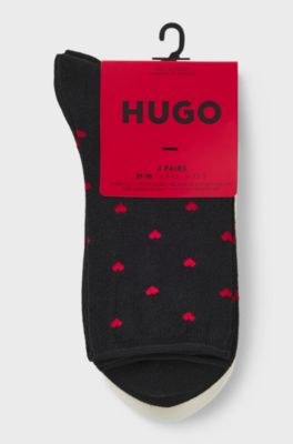 Four-pack of socks with heart and logo details, Patterned