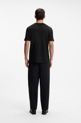 Cotton T-shirt in regular fit with contemporary graphic print, Black
