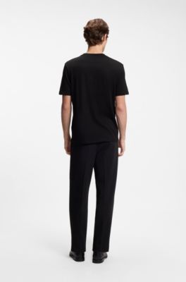 Cotton T-shirt in regular fit with contemporary graphic print, Black