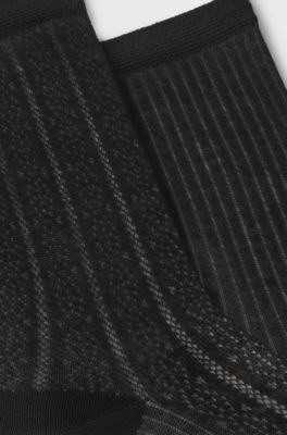 Two-pack of semi-transparent patterned business socks, Black Patterned
