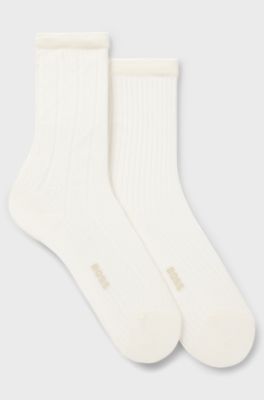 Two-pack regular-length knitted socks, Natural