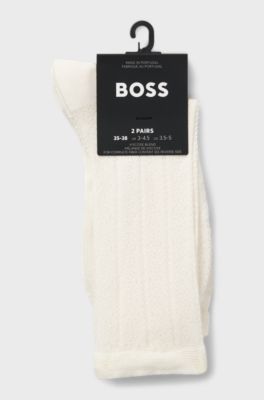 Two-pack regular-length knitted socks, Natural