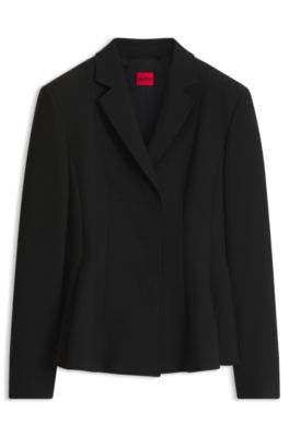 Regular-fit blazer with peplum waist, Black