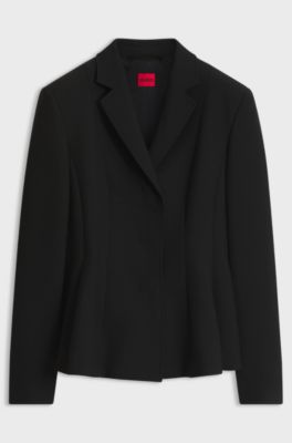 Regular-fit blazer with peplum waist, Black