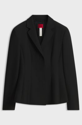 Regular-fit blazer with peplum waist, Black