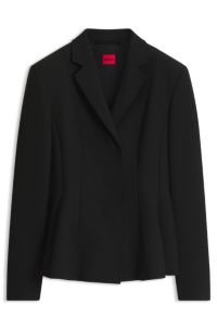 Regular-fit blazer with peplum waist, Black