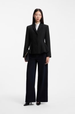 Regular-fit blazer with peplum waist, Black