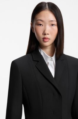 Regular-fit blazer with peplum waist, Black