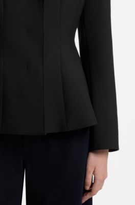 Regular-fit blazer with peplum waist, Black