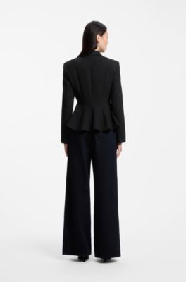 Regular-fit blazer with peplum waist, Black