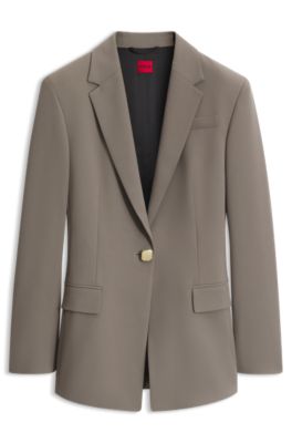 Regular-fit blazer with gold-tone button, Green