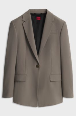 Regular-fit blazer with gold-tone button, Taupe