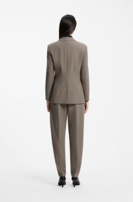 Regular-fit blazer with gold-tone button, Taupe