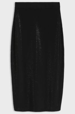 Knitted midi skirt with rhinestone embellishments, Black