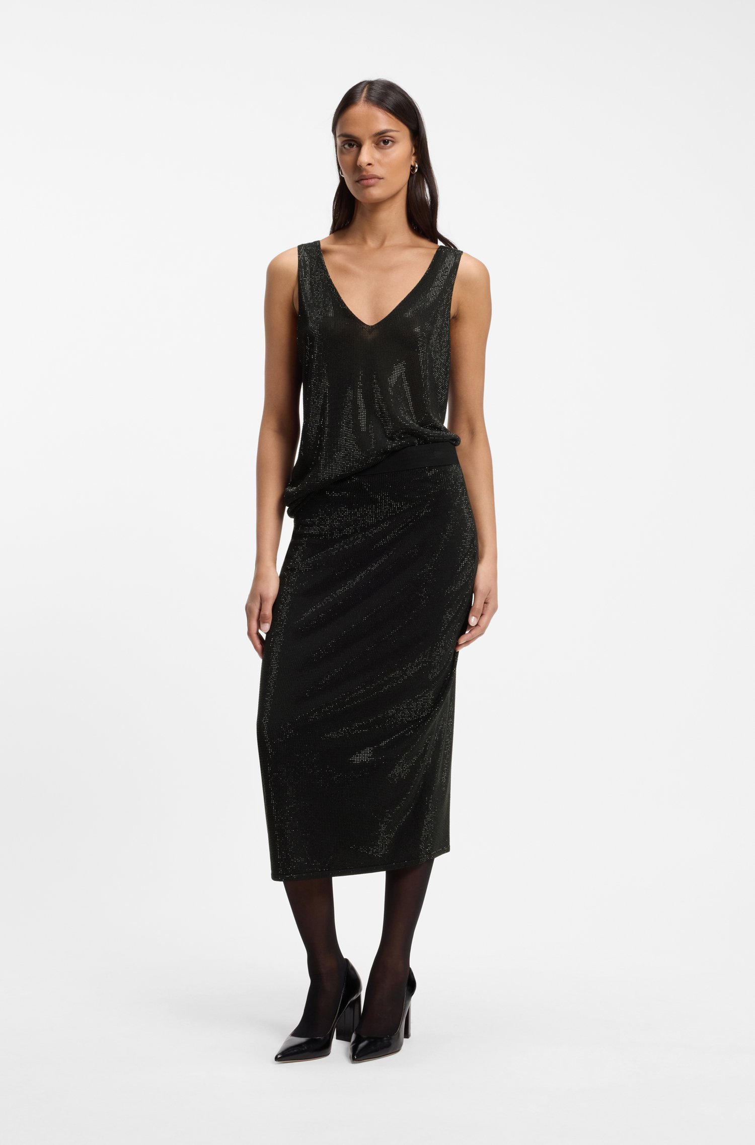 Boss Knitted midi skirt with rhinestone embellishments kjolar dam – bild 2
