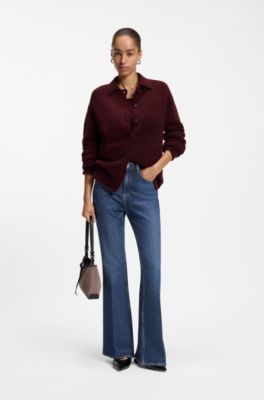 Polo-neck cardigan, Dark Red