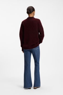 Polo-neck cardigan, Dark Red