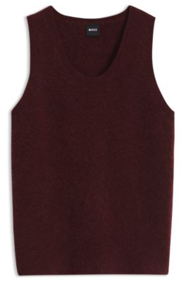 Sleeveless top in a wool-alpaca stretch blend, Dark Red