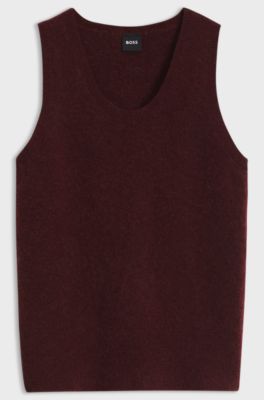 Sleeveless top in a wool-alpaca stretch blend, Dark Red