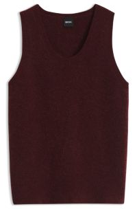 Sleeveless top in a wool-alpaca stretch blend, Dark Red