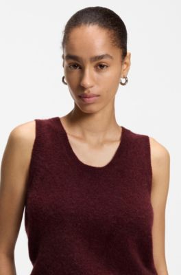 Sleeveless knitted top, Dark Red