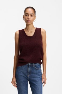 Sleeveless knitted top, Dark Red
