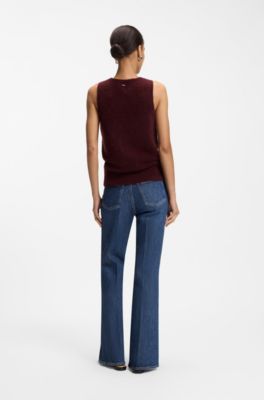 Sleeveless knitted top, Dark Red